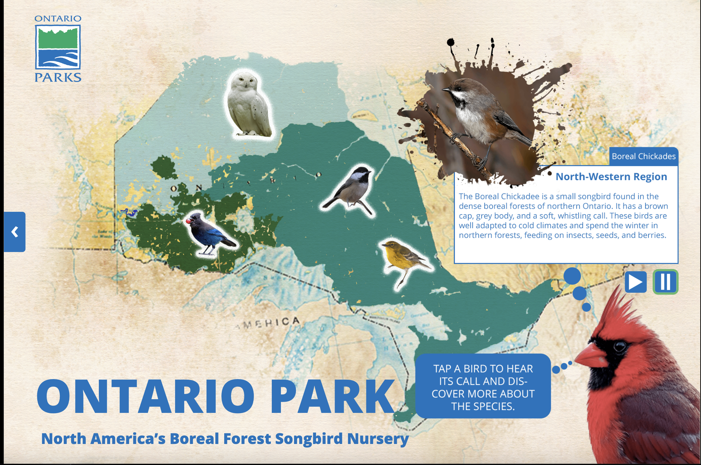 Ontario Parks kiosk detailed interface screen